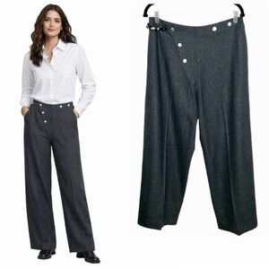 Vintage Etro Crossover Wide Leg Wool Pants Size EU 40 Gray Capsule Wardrobe